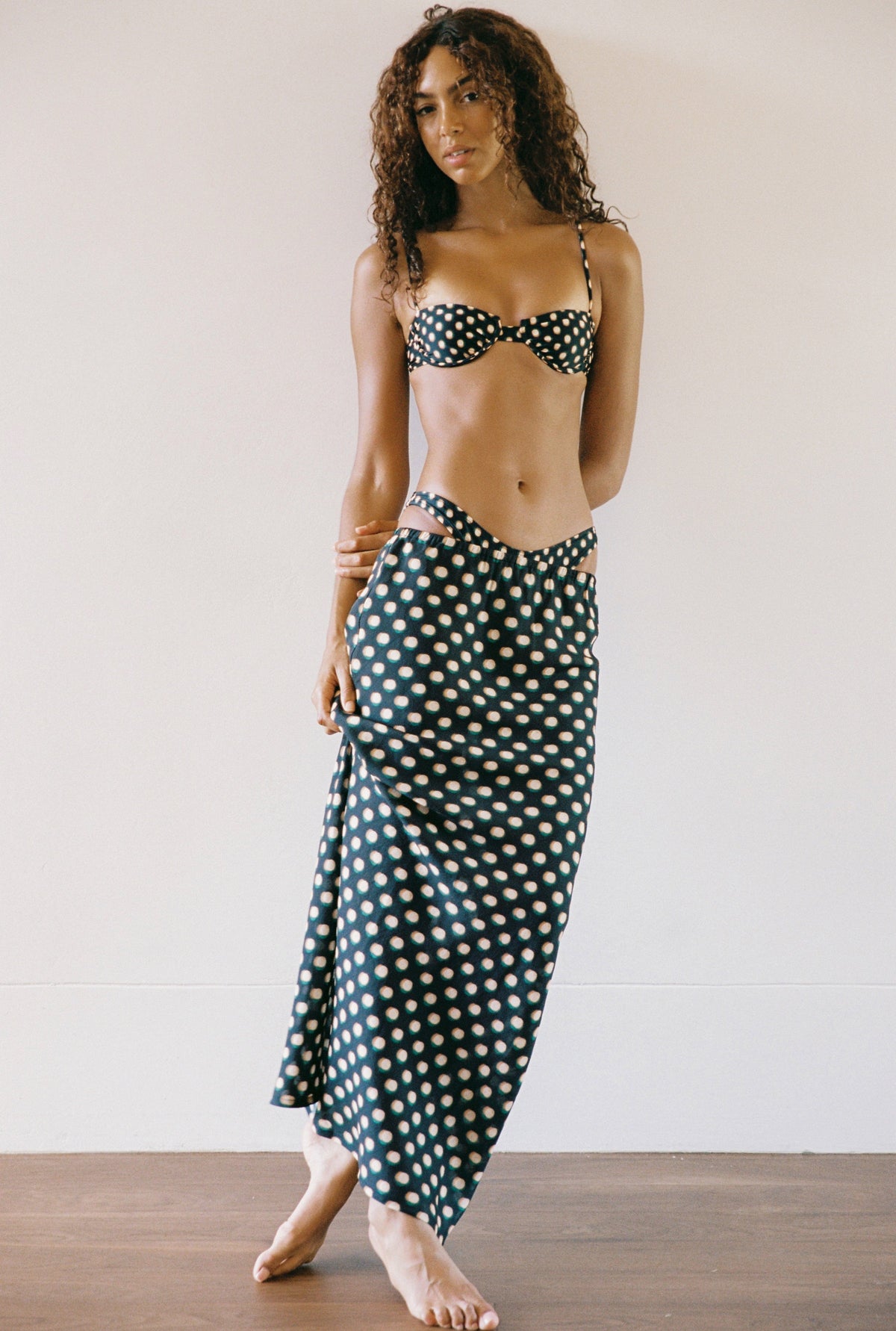 Equator Maxi Skirt - Midnight Polka - Cooke Swim